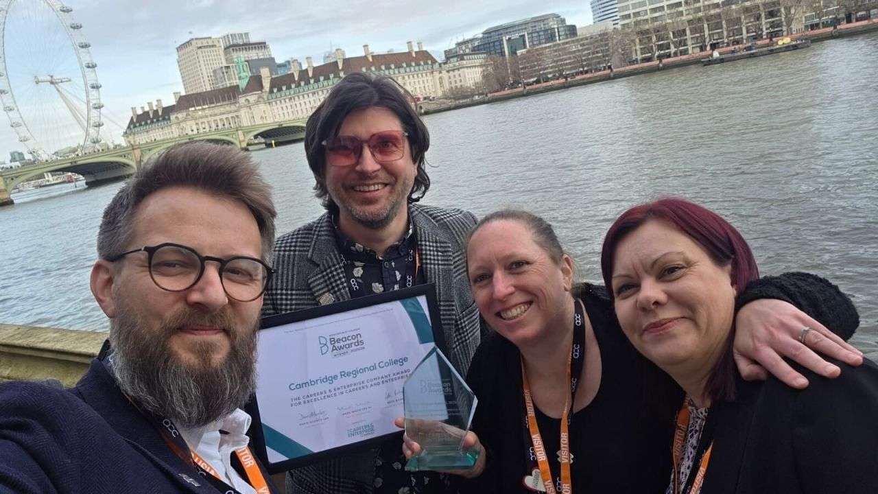 The Citizen Hub team celebrating their Award win at the AoC Beacon Awards event. 