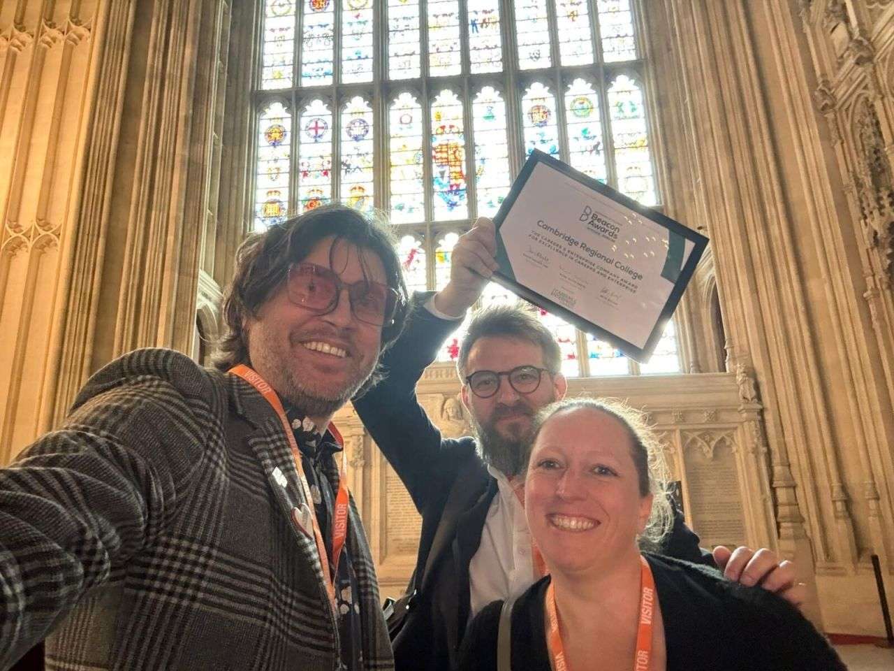 The Citizen Hub team celebrating their Award win at the AoC Beacon Awards event. 